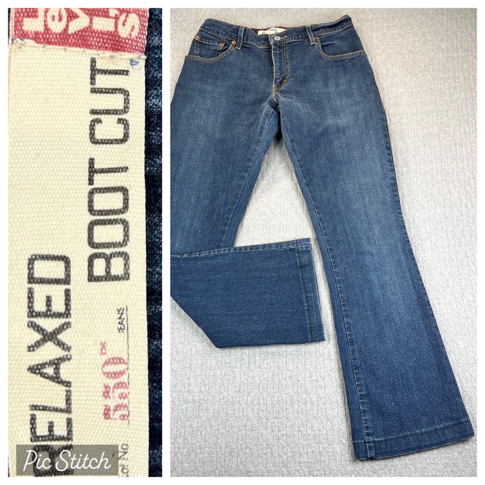 Levis 530 Relaxed Boot Cut Dress Jeans Women 8L/28X31 mid rise blue medium wash